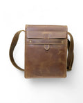 Personalized leather satchel with monogram engraving