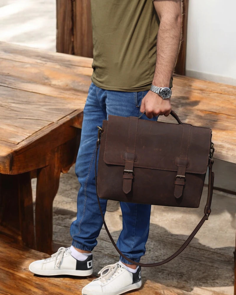 Leather briefcase with monogram option – perfect gift
