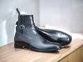 Premium buckle-strap leather boots for men