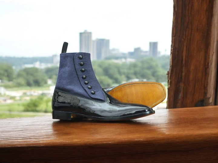 Men’s fashion boots with button-up closure