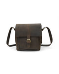 Luxury brown leather messenger bag for women with crossbody strap