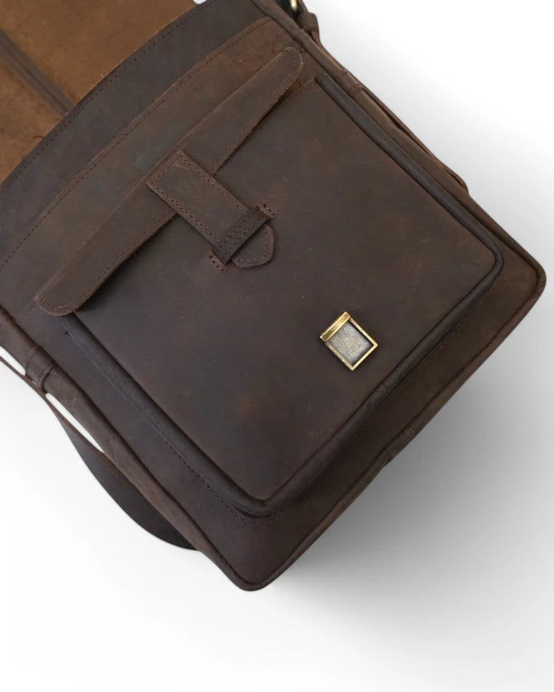 Interior view showing zippered pocket and organizational slots
