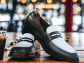 Handmade Men Leather Shoes, Men's Slip on Shoe,Loafer Shoe, Black White Leather Shoes