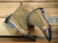 Handmade Men's Button Boots, Brown Leather And Suede Button Top Boot - Luxury Shelfs