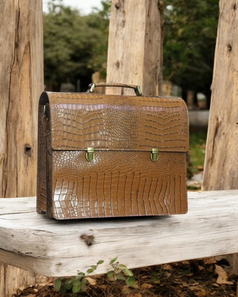 Handmade executive alligator leather document bag