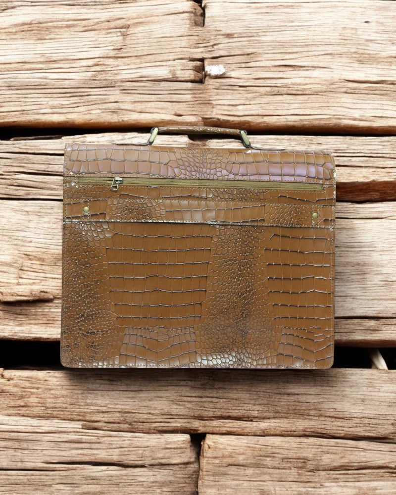 Classic full-grain leather briefcase with personalization