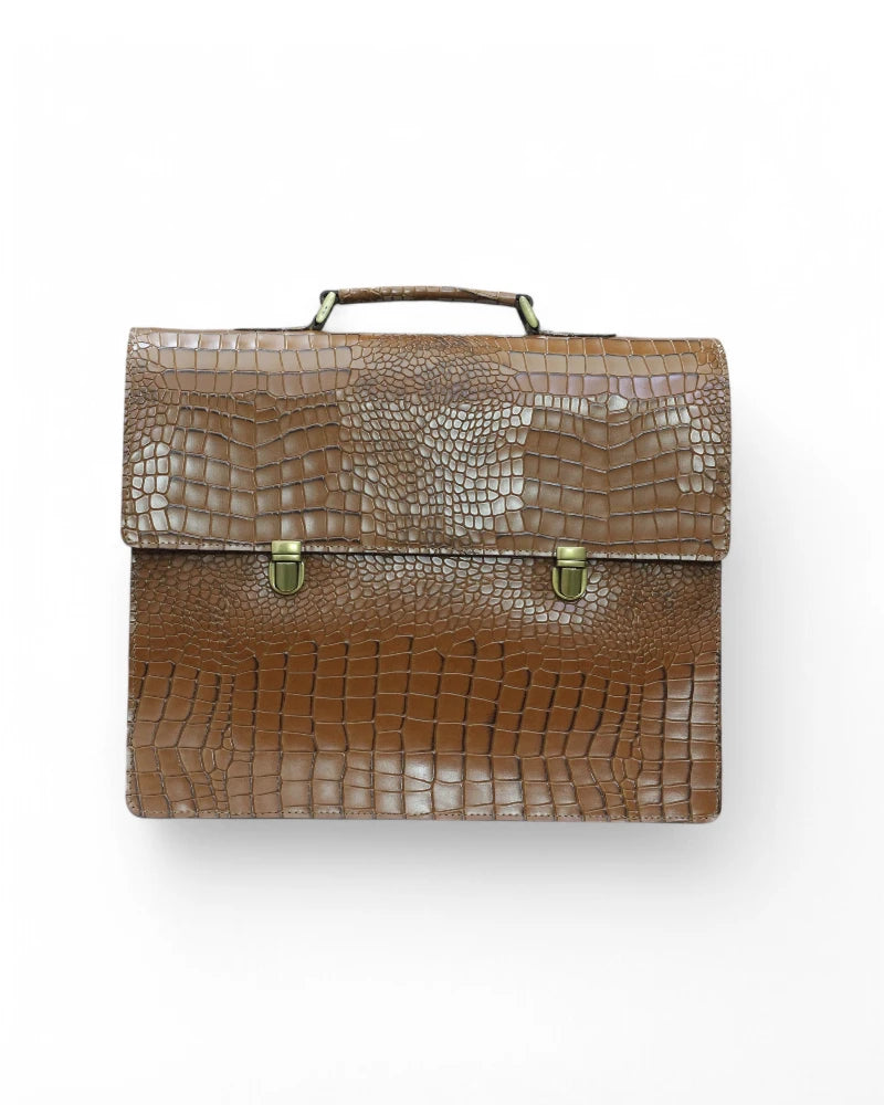 Handmade alligator leather briefcase for men