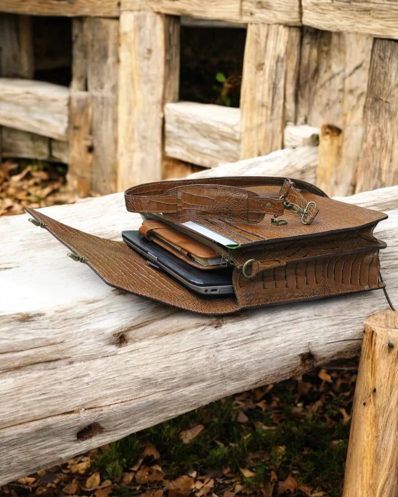 Personalized leather laptop briefcase for professionals