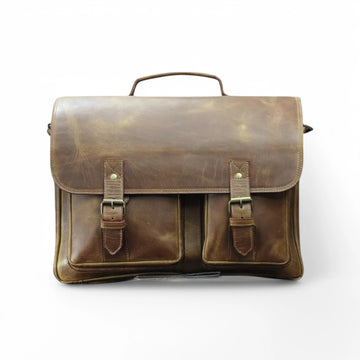 Handmade leather laptop briefcase for men