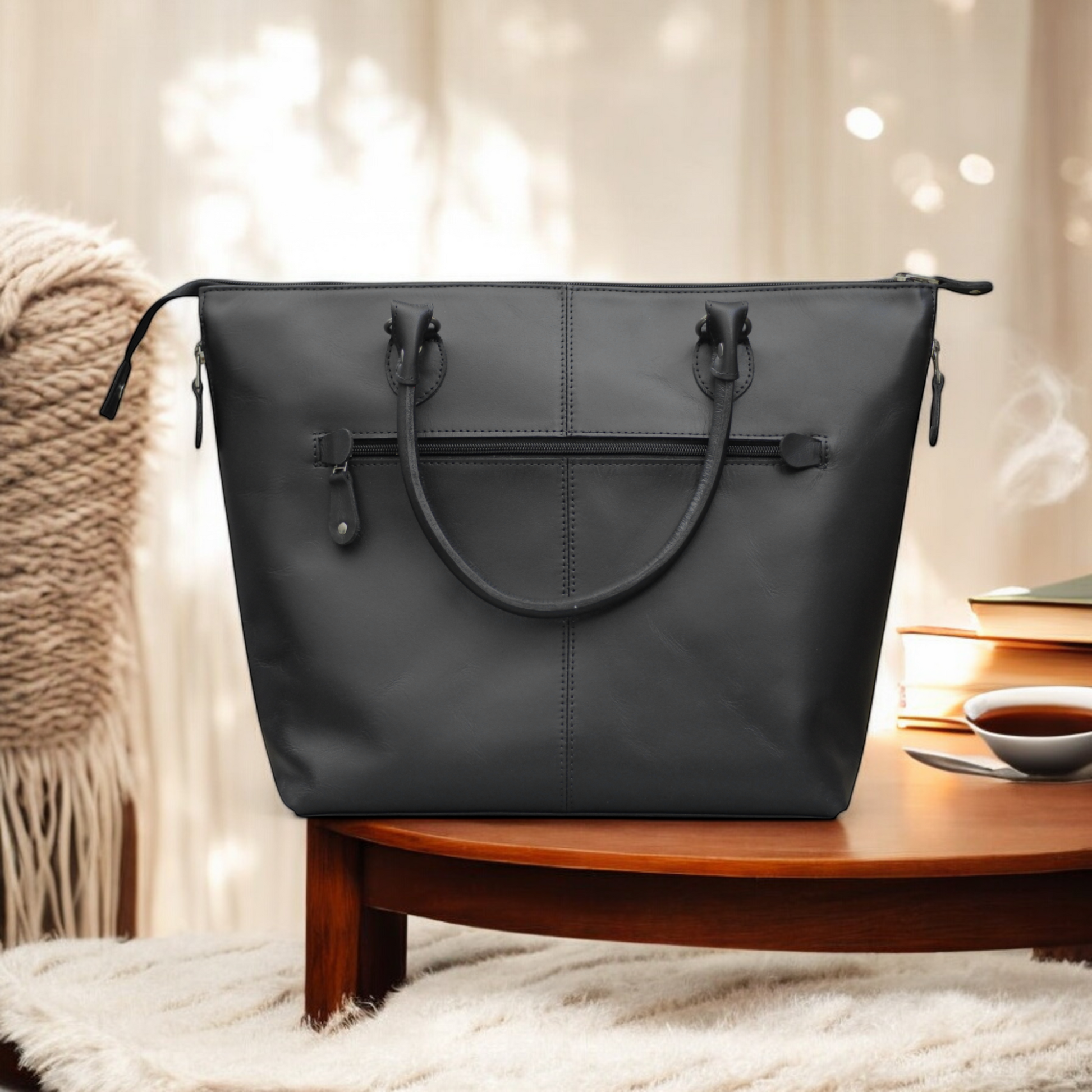 Handmade leather tote bag for women