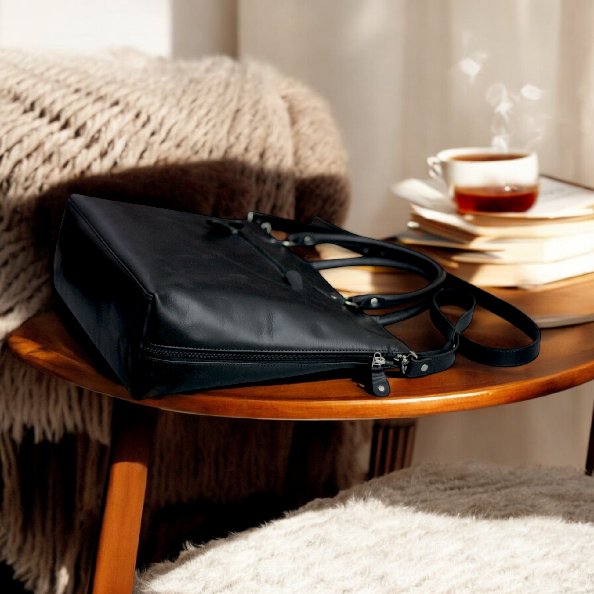 Handmade leather tote bag for women