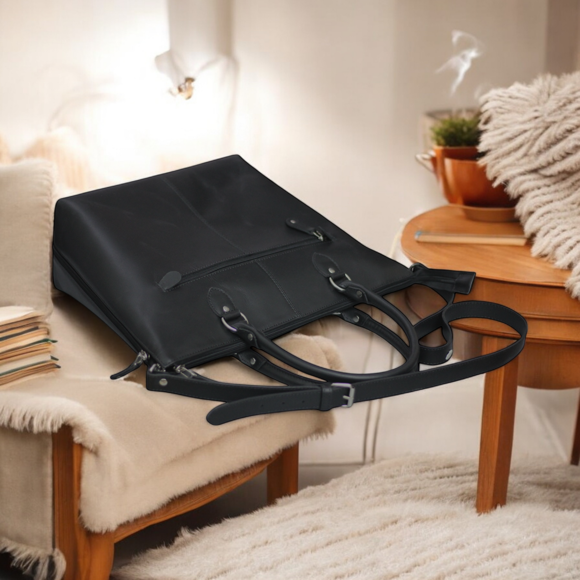Handmade leather tote bag for women