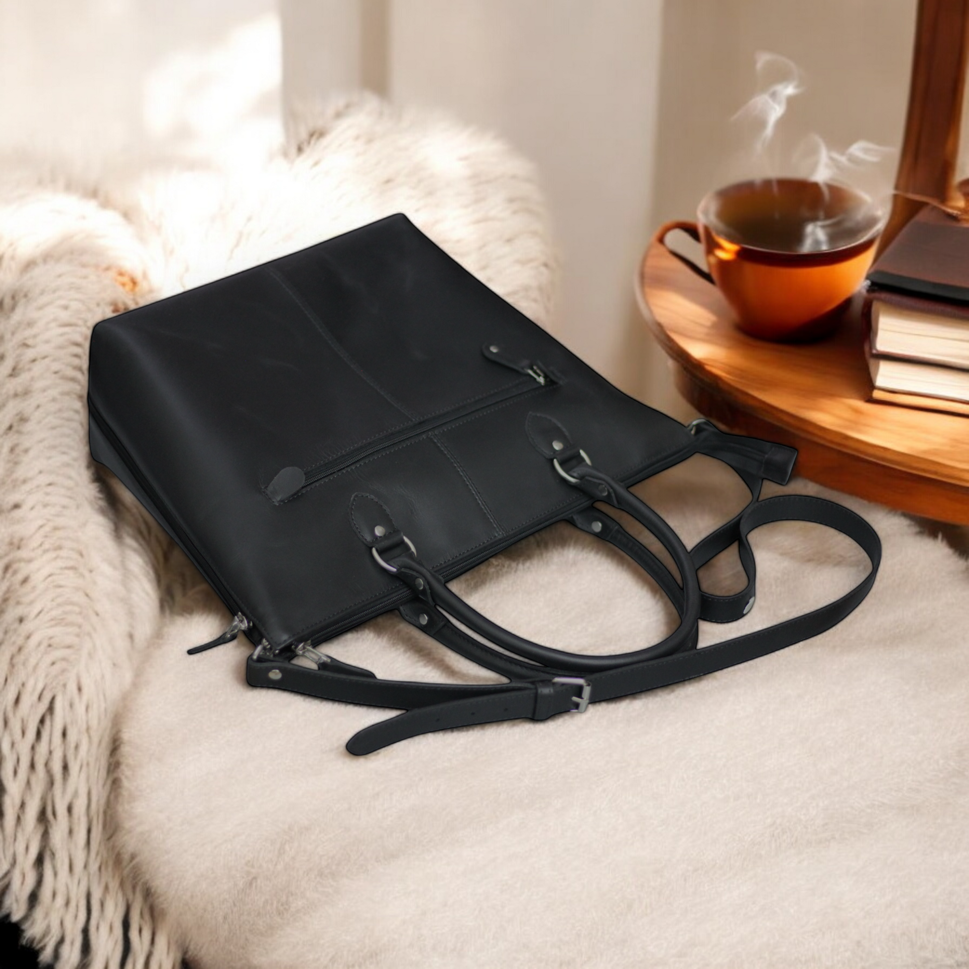 Handmade leather tote bag for women