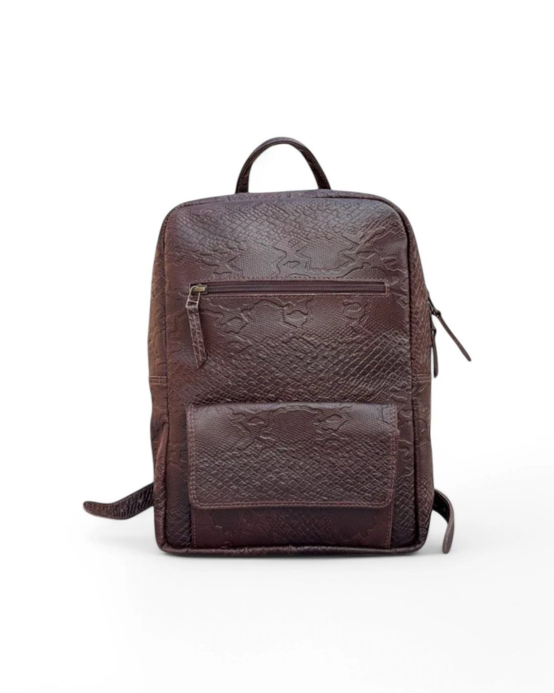 Premium anaconda-textured leather rucksack for men and women