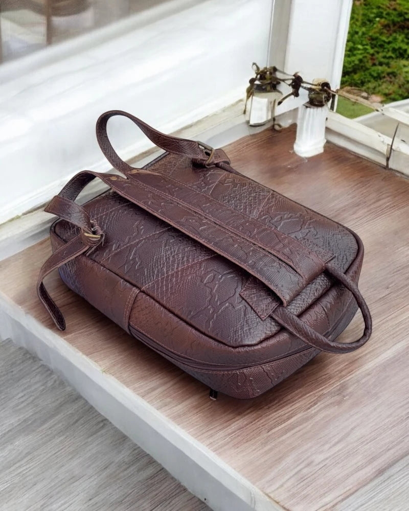 Compact and stylish leather carry-on backpack