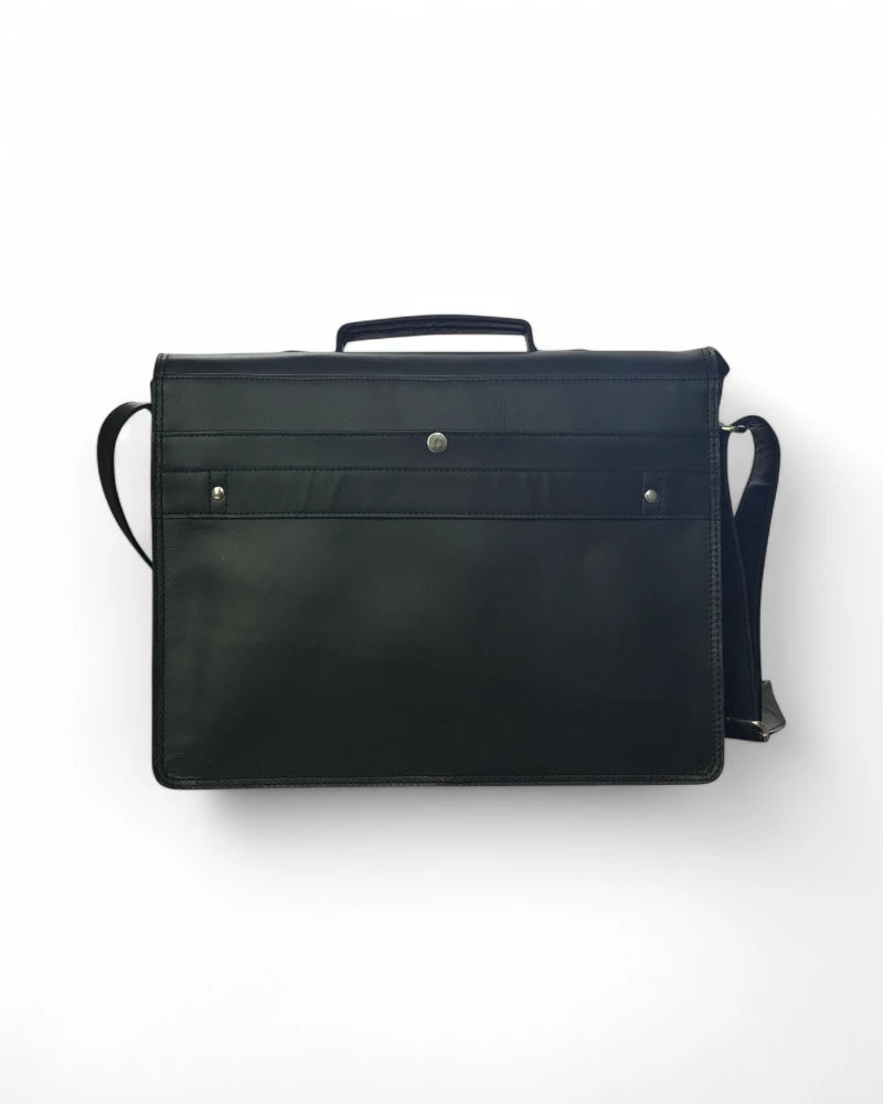 Brown leather crossbody laptop bag with top handle