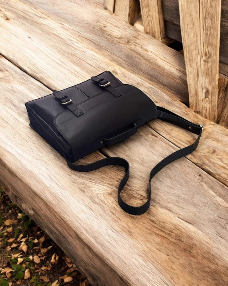 Classic leather office bag with organizational compartments