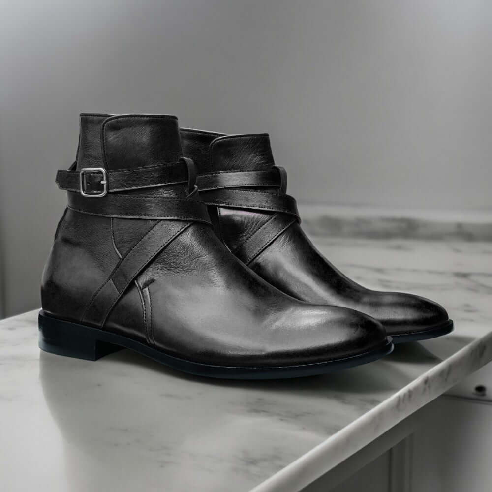 Men s Jodhpurs Buckle Leather Boot Hand Painted Boots Dress Shoes