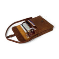 Interior compartments of the leather bag – Multiple pockets designed for organization and convenience.
