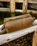 Personalized leather dopp kit for men