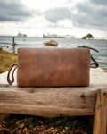 High-quality leather dopp kit with side handle