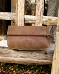 Full-grain leather shaving organizer case for travel