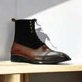 Sleek and durable Handmade Ankle Boots with premium leather and suede detailing.