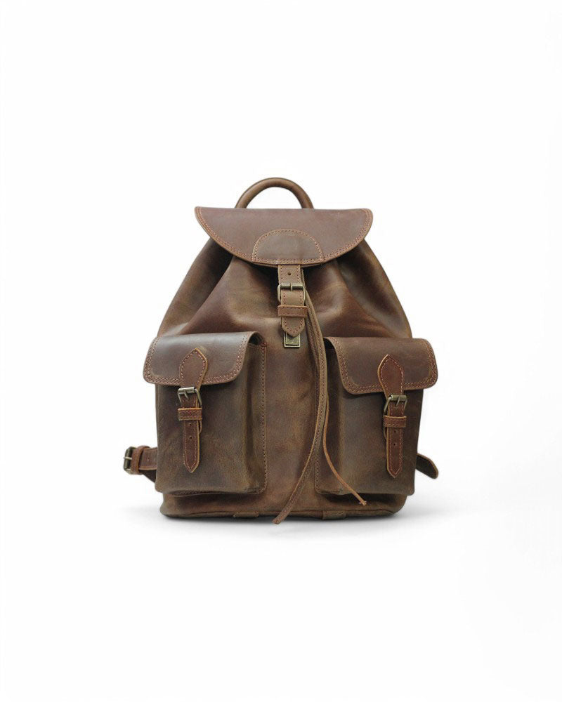 Handmade city leather backpack unisex