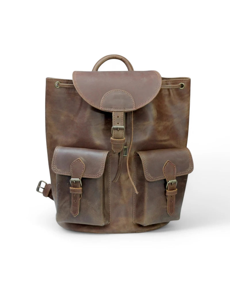 Handmade city leather backpack unisex