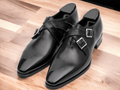 Men's Handmade Black Bouble Monk Straps Shoes,Men's Party Wear Stylish Shoes