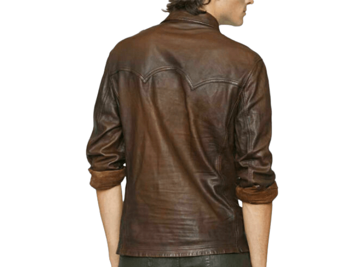 Men's Leather Shirt Genuine Lambskin Soft Basic Vintage Jacket Biker Slim Fit men