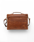 Personalized leather satchel with custom monogram