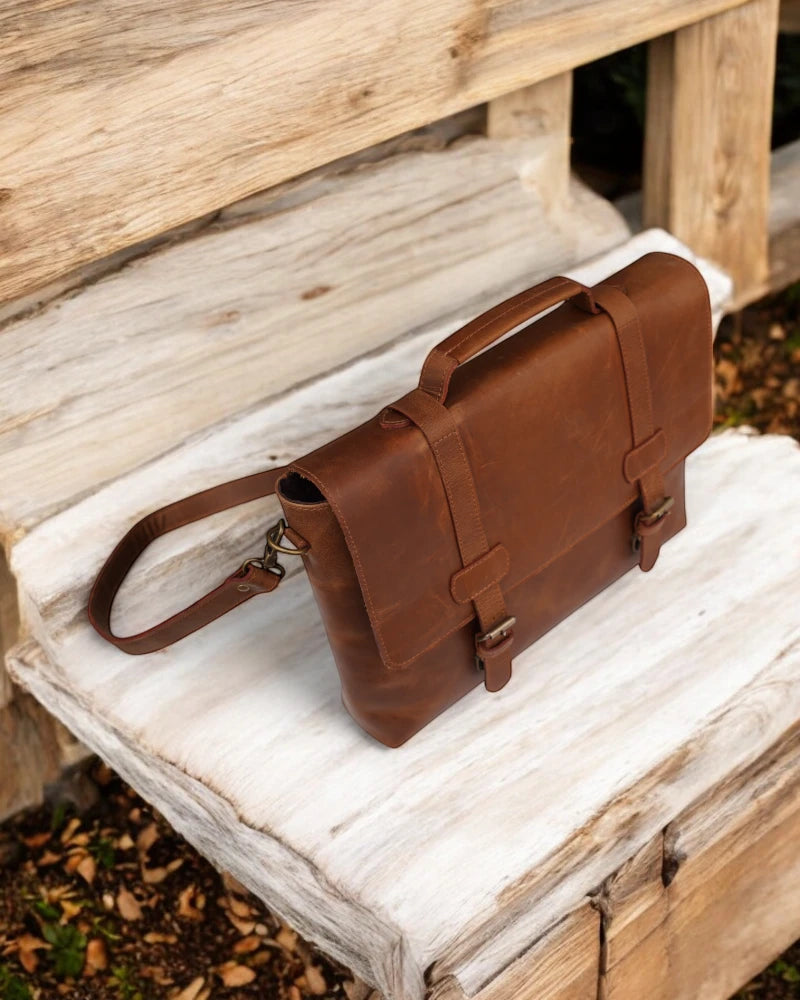 Luxury leather work bag for professionals and students