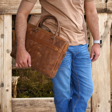 Minimalist leather laptop bag for professionals