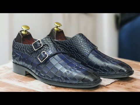 Alligator monk strap shoes deals